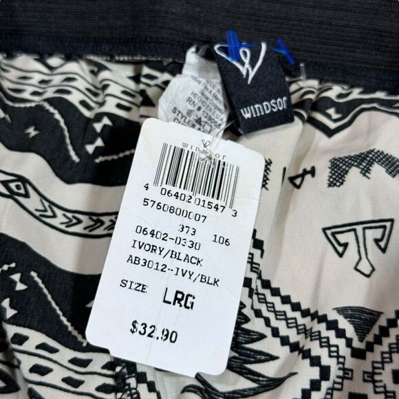 Windsor Black White Geometric Pattern Pants Elephant Style Jogger Woman's Lg NWT - Picture 3 of 3